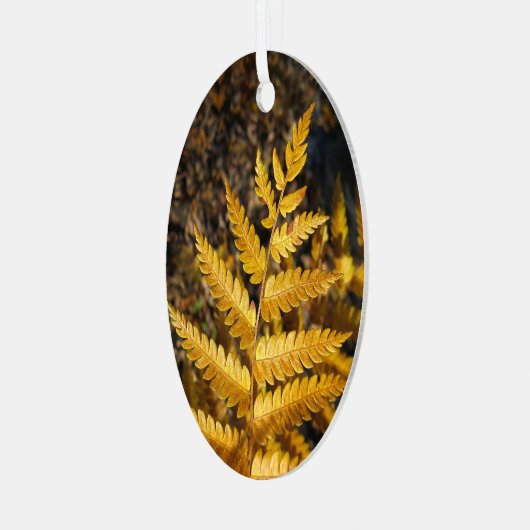 Golden Yellow Fern Leaves Metalen Ornament (Voorkant links)