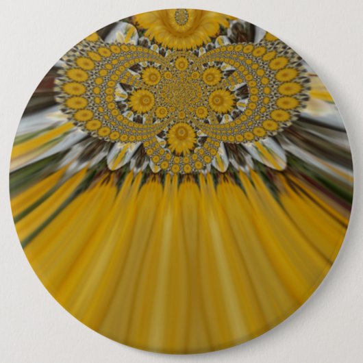 Golden Yellow Flower Pattern-kunst Ronde Button 6,0 Cm (Voorkant)