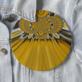Golden Yellow Flower Pattern-kunst Ronde Button 6,0 Cm (In situ)