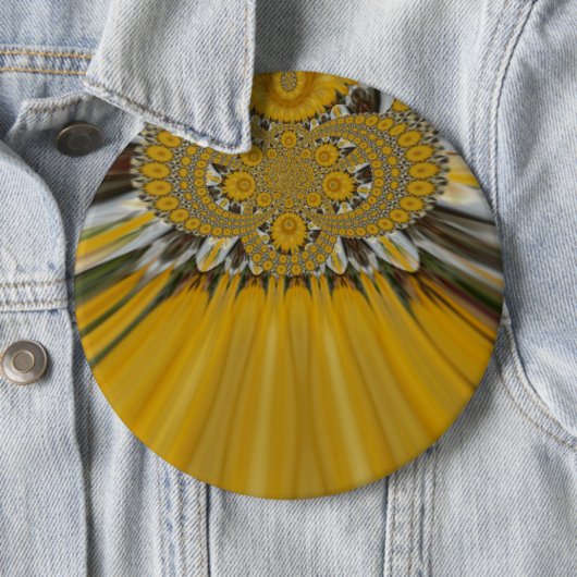 Golden Yellow Flower Pattern-kunst Ronde Button 6,0 Cm (In situ)