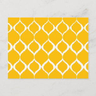 Golden Yellow Geometric Ikat Tribal Print Patroon Briefkaart