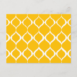 Golden Yellow Geometric Ikat Tribal Print Patroon Briefkaart