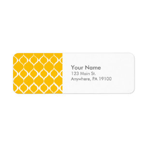 Golden Yellow Geometric Ikat Tribal Print Patroon Etiket