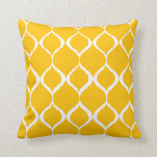 Golden Yellow Geometric Ikat Tribal Print Patroon Kussen