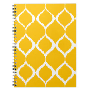 Golden Yellow Geometric Ikat Tribal Print Patroon Notitieboek