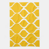 Golden Yellow Geometric Ikat Tribal Print Patroon Theedoek (Verticaal)