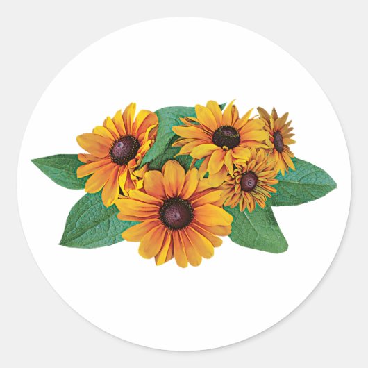 Golden Yellow Gerbera Daisies Ronde Sticker (Voorkant)