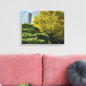 Golden Yellow Ginkgo en pijnboom Canvas Afdruk (Insitu (Woonkamer))