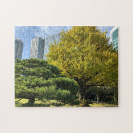 Golden Yellow Ginkgo en pijnboom Legpuzzel