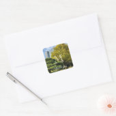 Golden Yellow Ginkgo en pijnboom Vierkante Sticker (Envelop)