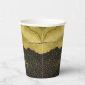 Golden Yellow Gold Glitter Abstract Watercolor Papieren Bekers (Rechts)