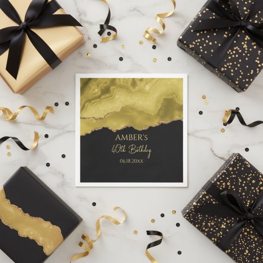 Golden Yellow Gold Glitter Abstract Watercolor  Servet