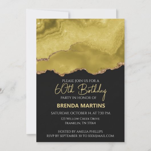 Golden Yellow Gold Glitter  Watercolor Kaart (Voorkant)