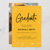 Golden Yellow Graduate Math Photo Graduation Kaart (Voorkant / Achterkant)