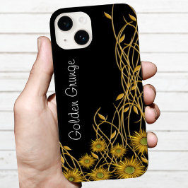 Golden Yellow Grunge Flowers Vine Custom Case-Mate iPhone 14 Hoesje