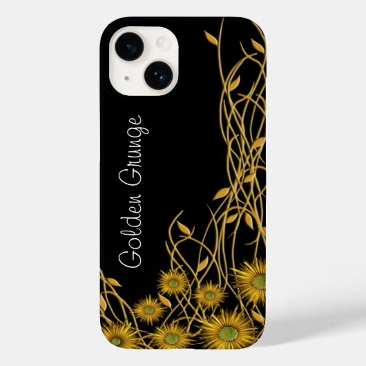 Golden Yellow Grunge Flowers Vine Custom Case-Mate iPhone Case (Achterkant)