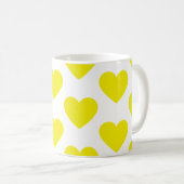 Golden yellow harten leuke witte koffie mok (Voorkant rechts)