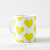 Golden yellow harten leuke witte koffie mok (Voorkant links)