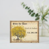 Golden Yellow Heart Leaf Tree Save the Date Aankondigingskaart (Staand voorkant)