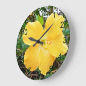 Golden Yellow Hibiscus Flower, Wall Clock Grote Klok (Hoek)