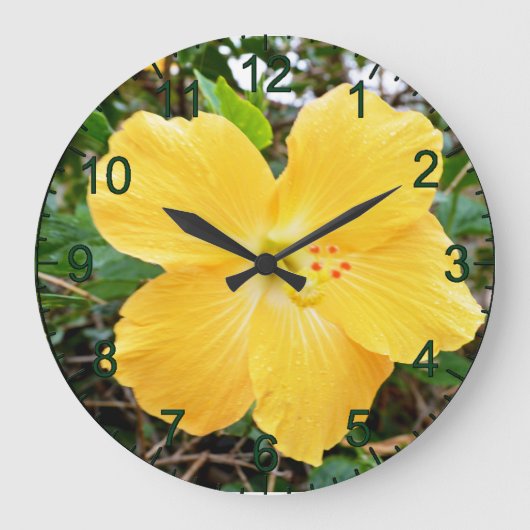 Golden Yellow Hibiscus Flower, Wall Clock Grote Klok (Voorkant)
