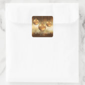 Golden Yellow KerstBaubles - Handgemaakt - Vierkante Sticker (Tas)