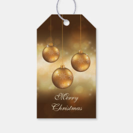 Golden Yellow Kerstkroonbobbels op Gele Bokeh Cadeaulabel