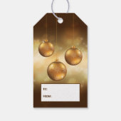 Golden Yellow Kerstkroonbobbels op Gele Bokeh Cadeaulabel (Achterkant)