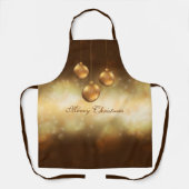 Golden Yellow Kerstkroonbobbels op Gele Bokeh Schort (Voorkant)