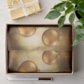 Golden Yellow Kerstkroonbobbels op Gele Bokeh Tissuepapier (Geschenk)