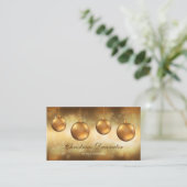 Golden Yellow Kerstkroonbobbels op Gele Bokeh Visitekaartje (Staand voorkant)