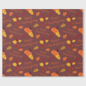 Golden Yellow Leaf Oranje pompoen Thanksgiving Cadeaupapier (Vlak)