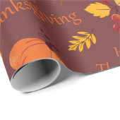 Golden Yellow Leaf Oranje pompoen Thanksgiving Cadeaupapier (Rol Hoek)