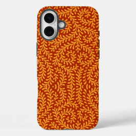 Golden Yellow Leafy Vine Pattern  iPhone 16 Plus Hoesje