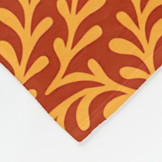 Golden Yellow Leafy Vine Pattern  Fleece Deken (Hoek)