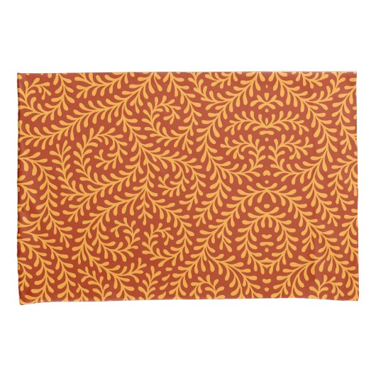 Golden Yellow Leafy Vine Pattern  Kussensloop (Voorkant-Rechts)