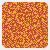 Golden Yellow Leafy Vine Pattern  Vierkante Sticker (Voorkant)