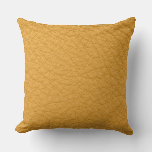 Golden Yellow Leather Print Pillow Kussen (Voorkant)