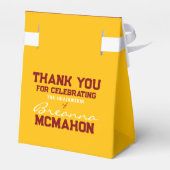 Golden Yellow & Maroon Afstuderen Favor Boxes Bedankdoosjes (Achterkant)