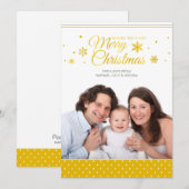 Golden Yellow Merry kerstfeestdag fotokaart Feestdagenkaart (Voorkant / Achterkant)