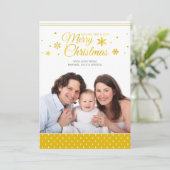 Golden Yellow Merry kerstfeestdag fotokaart Feestdagenkaart (Staand voorkant)