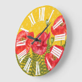 Golden Yellow met Red Poppies Roman Numerals Grote Klok (Hoek)
