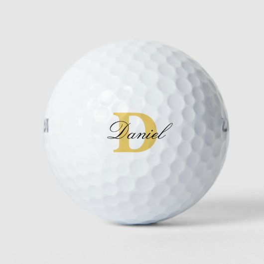 Golden Yellow Monogram Initiaal Aangepaste naam Ca Golfballen (Voorkant)