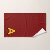 Golden Yellow Monogram on Maroon Bad Handdoek (Handdoek)