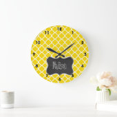 Golden Yellow Moroccan Quatrefoil; Chalkboardblik Grote Klok (Huis)