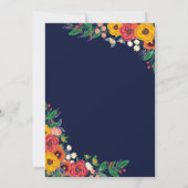 Golden Yellow Navy Boho Bloemen Ouders Hosting Kaart (Achterkant)