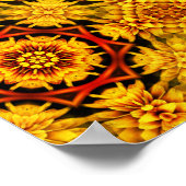Golden Yellow Oranje Abstract Flowers Art Poster (Hoek)