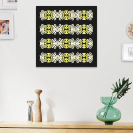 Golden Yellow Ornamental Stripe Seamless Pattern Canvas Afdruk