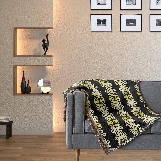 Golden Yellow Ornamental Stripe Seamless Pattern Deken