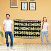 Golden Yellow Ornamental Stripe Seamless Pattern Deken